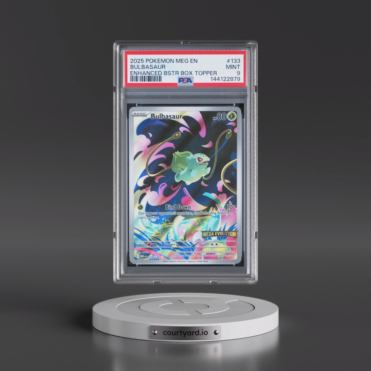 2025 Pokémon Meg EN-Mega Evolution #133 Bulbasaur - Enhanced Booster Box Topper (PSA 9 MINT)