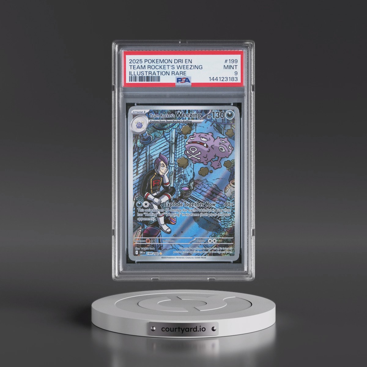 2025 Pokémon Dri EN-Destined Rivals #199 Team Rocket's Weezing - Illustration Rare (PSA 9 MINT)