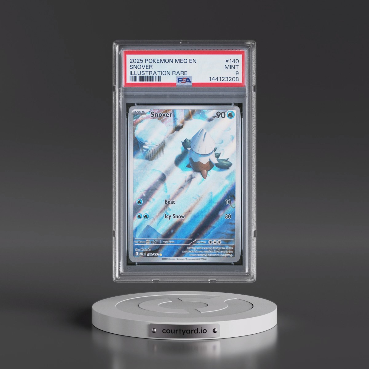 2025 Pokémon Meg EN-Mega Evolution #140 Snover - Illustration Rare (PSA 9 MINT)