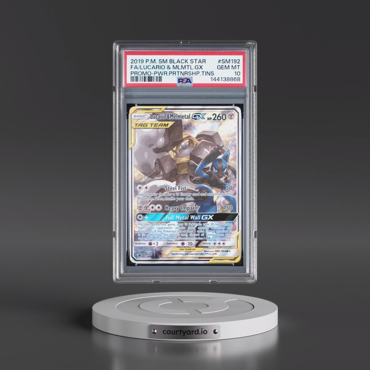 2019 Pokémon SM Black Star Promo Lucario & Melmetal GX - Holo Full Art Power Partnership Tins #SM192 PSA 10