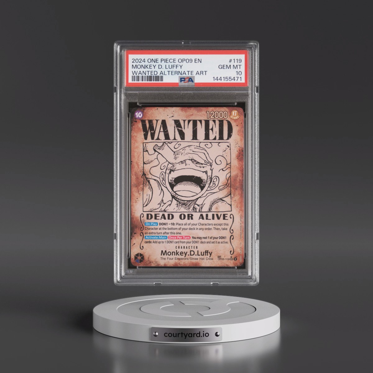 2024 One Piece OP09-Emperors in the New World #119 Monkey D. Luffy - Wanted Alternate Art (PSA 10 GEM MINT)