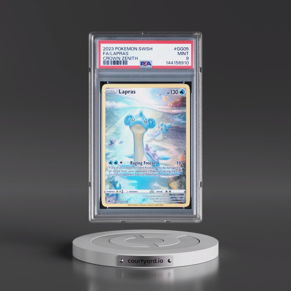 2023 Pokémon Sword and Shield Crown Zenith #GG05 Lapras - Full Art (PSA 9 MINT)