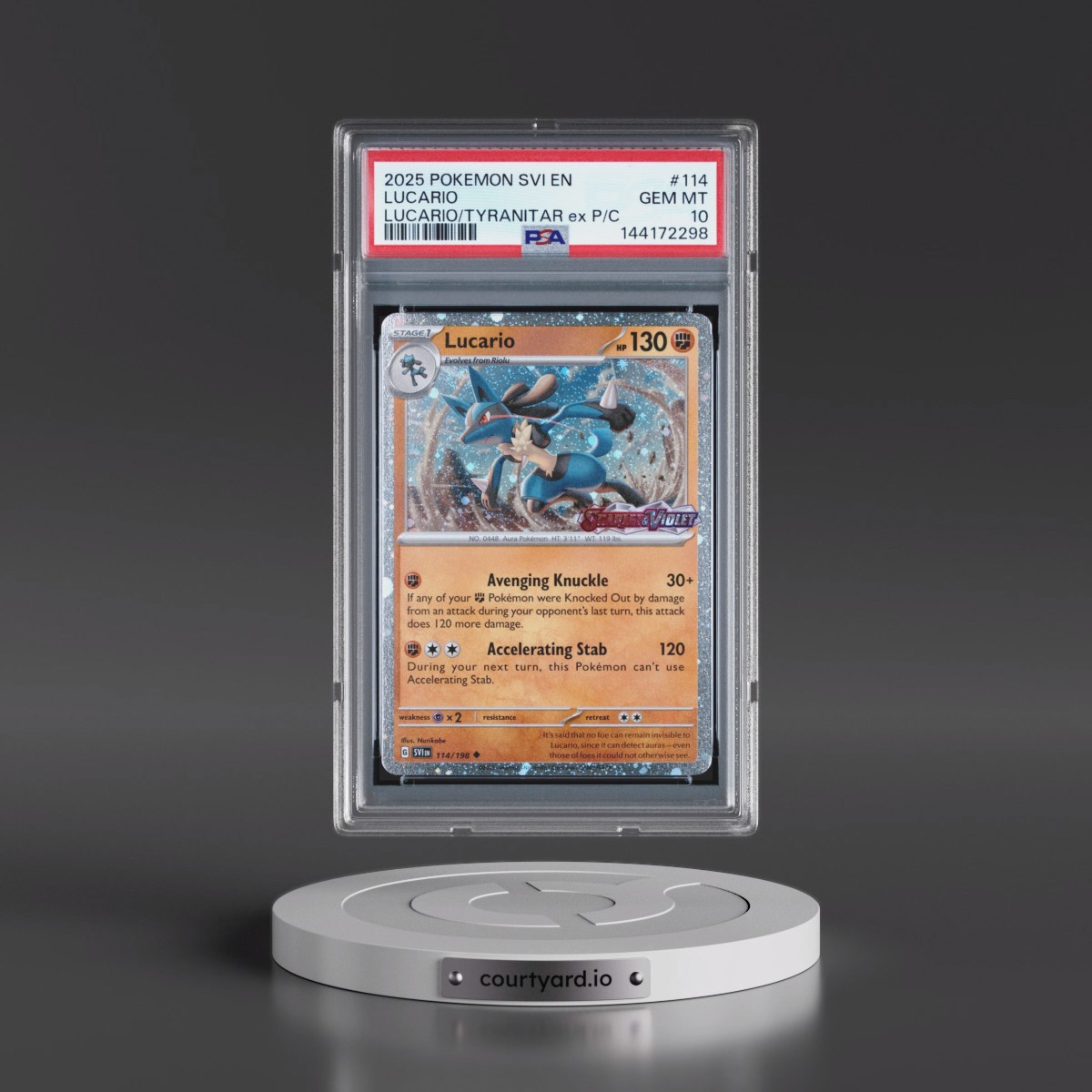 2025 Pokémon Svi EN-Scarlet & Violet #114 Lucario - Lucario EX & Tyranitar EX Premium Collection (PSA 10 GEM MINT)