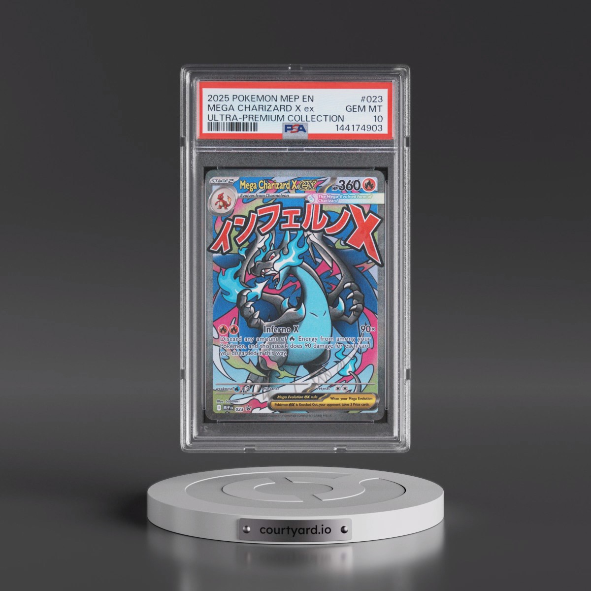 2025 Pokémon Mep EN-Me Black Star Promo #023 Mega Charizard X EX - Holo Mega Charizard X EX Ultra-Premium Collection (PSA 10 GEM MINT)