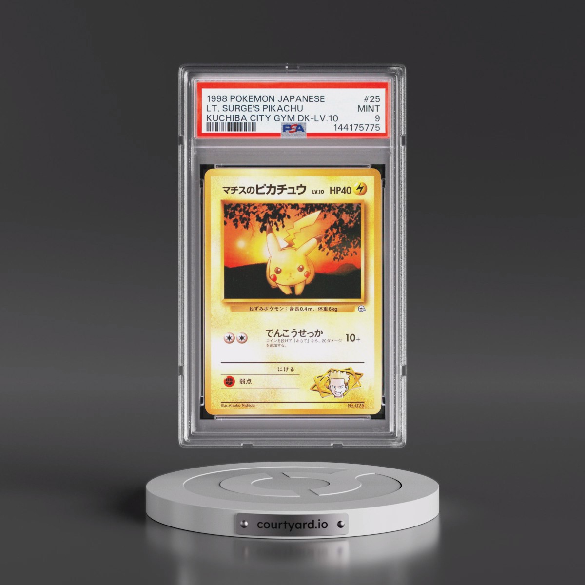 1998 Pokémon Kuchiba City Gym Deck #25 LT. Surge's Pikachu - LV.10 (PSA 9 MINT)