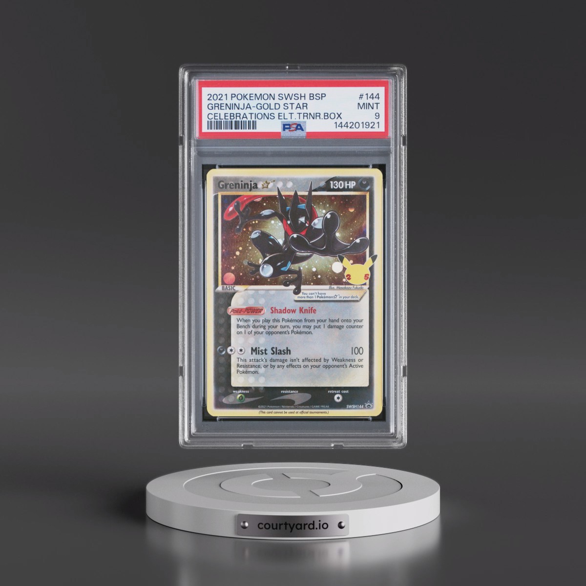 2021 Pokémon Swsh Black Star Promo #144 Greninja-Gold Star - Celebrations Elite Trainer Box (PSA 9 MINT)