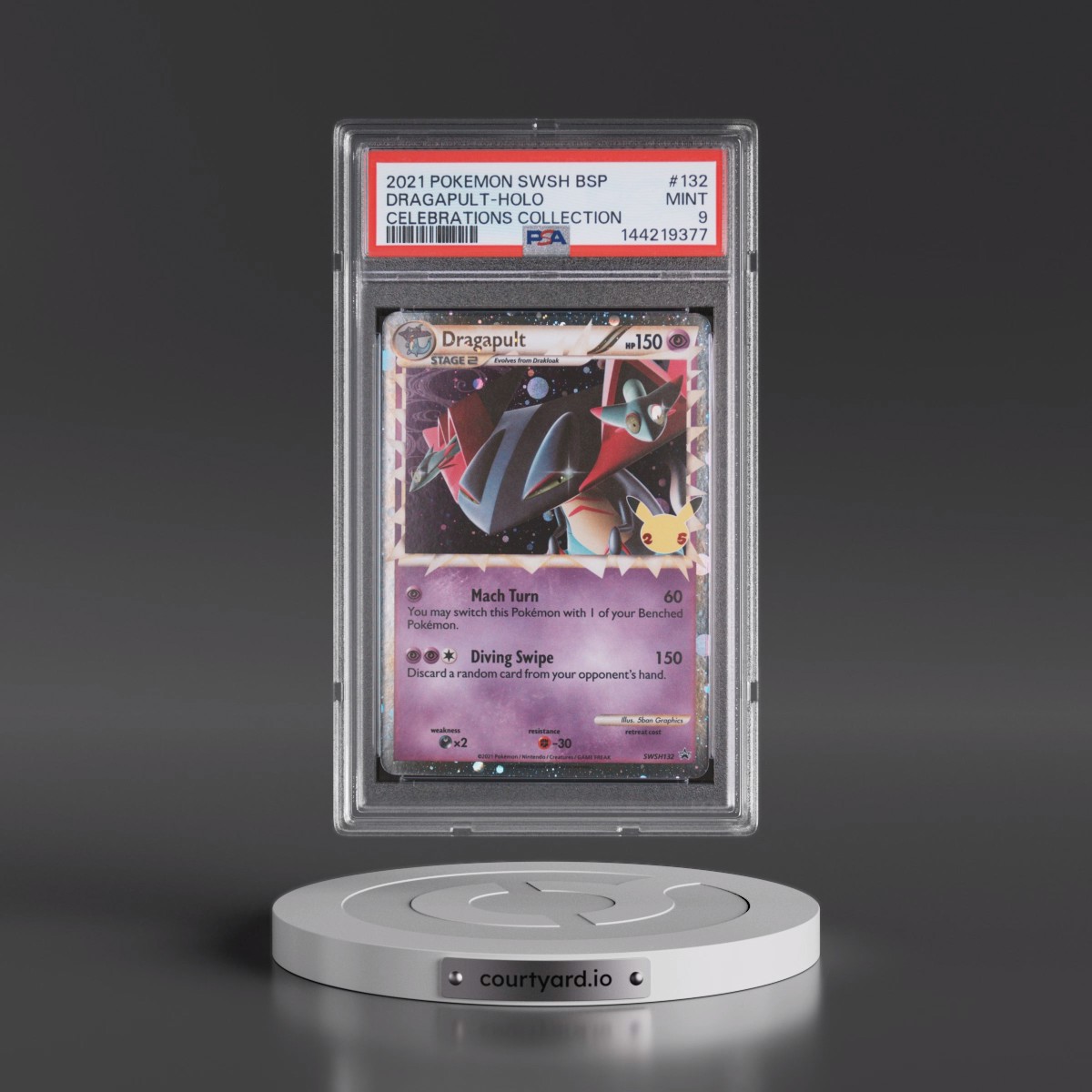 2021 Pokémon Swsh Black Star Promo #132 Dragapult - Holo Celebrations Collection (PSA 9 MINT)