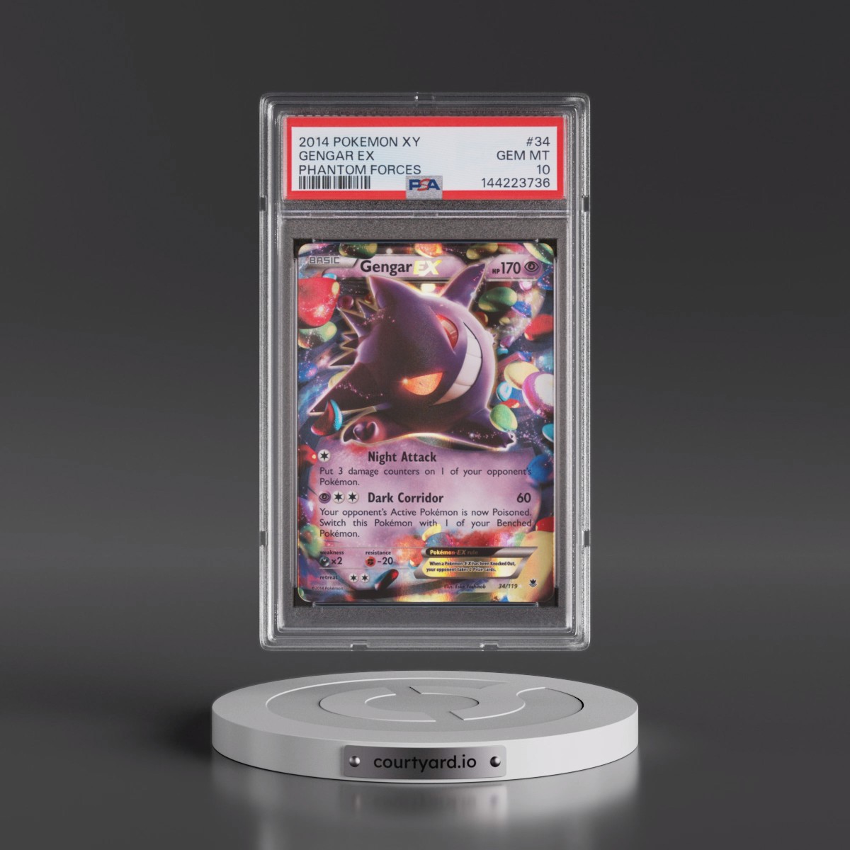 2014 Pokémon XY Phantom Forces #34 Gengar EX - Holo (PSA 10 GEM MINT)