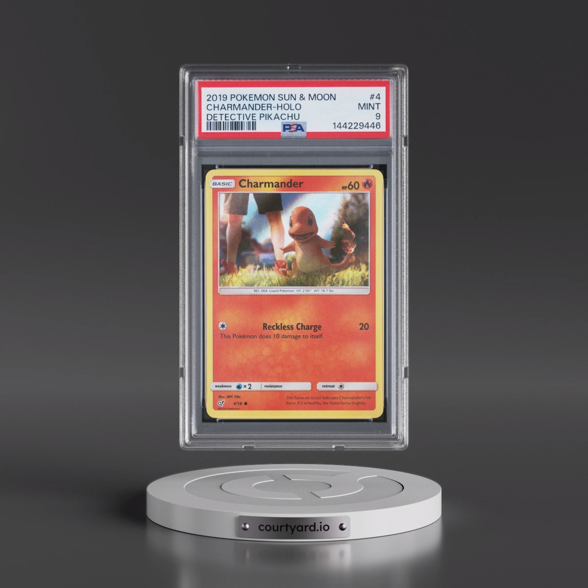 2019 Pokémon Sun & Moon Detective Pikachu #4 Charmander - Holo (PSA 9 MINT)