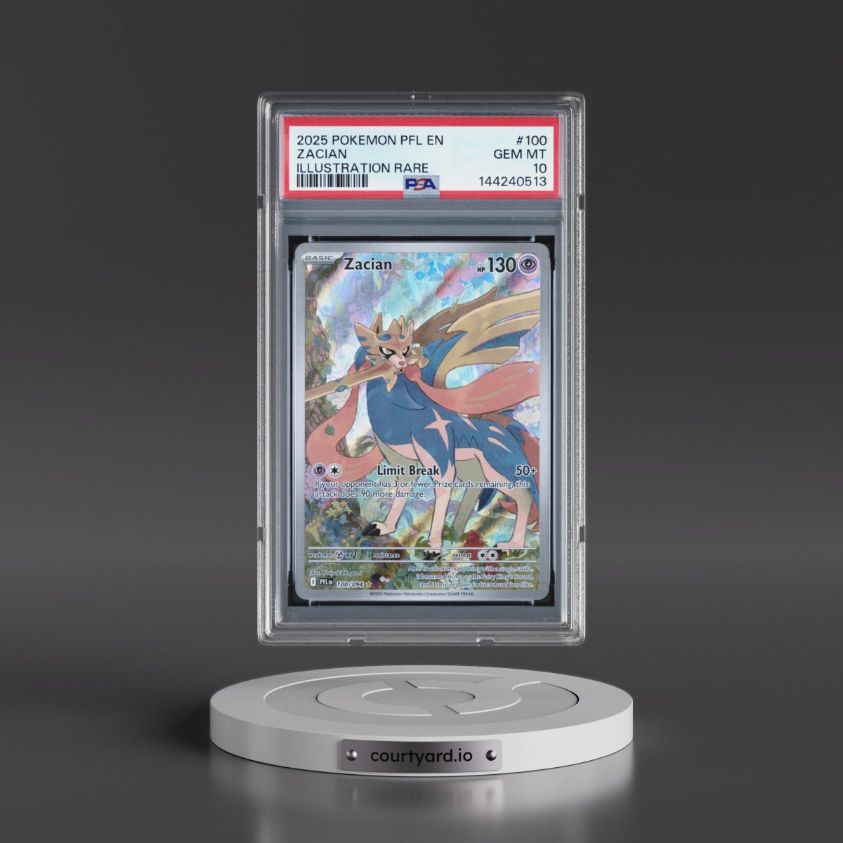 2025 Pokémon Pfl EN-Phantasmal Flames #100 Zacian - Illustration Rare (PSA 10 GEM MINT)