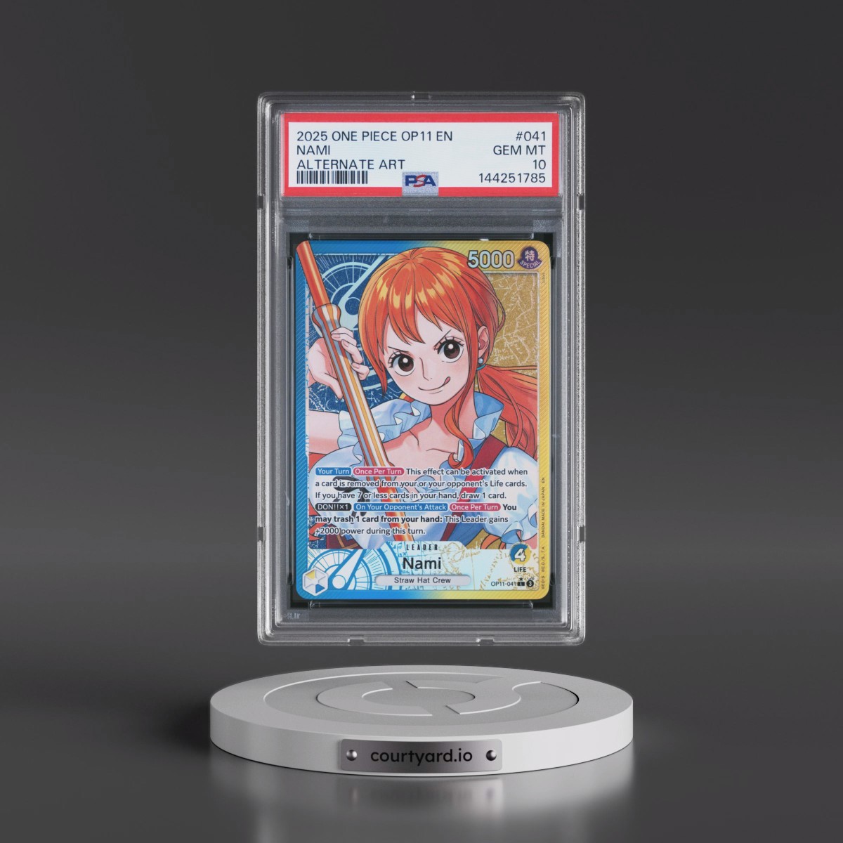2025 One Piece OP11-A Fist of Divine Speed #041 Nami - Alternate Art (PSA 10 GEM MINT)