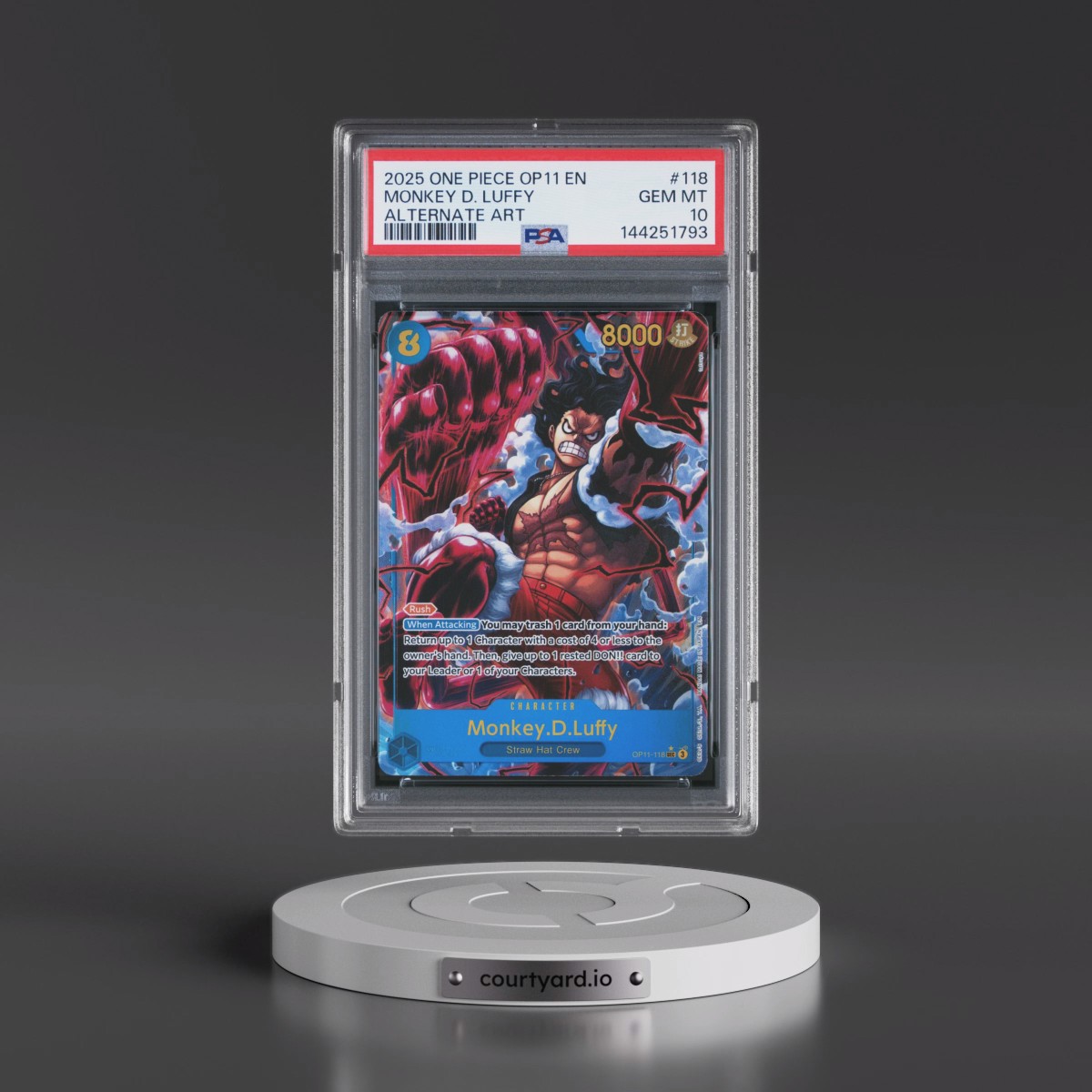 2025 One Piece OP11-A Fist of Divine Speed #118 Monkey D. Luffy - Alternate Art (PSA 10 GEM MINT)