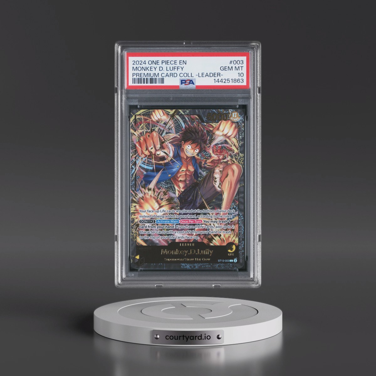 2024 One Piece Premium Card Collection -Leader Collection #003 Monkey D. Luffy (PSA 10 GEM MINT)