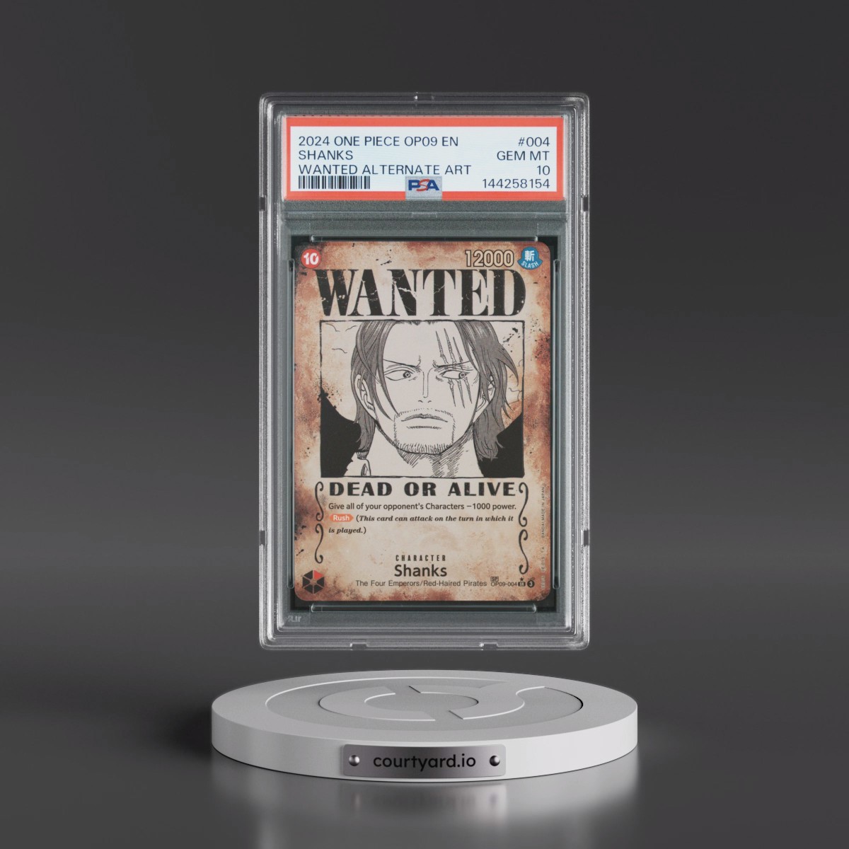2024 One Piece OP09-Emperors in the New World #004 Shanks - Wanted Alternate Art (PSA 10 GEM MINT)