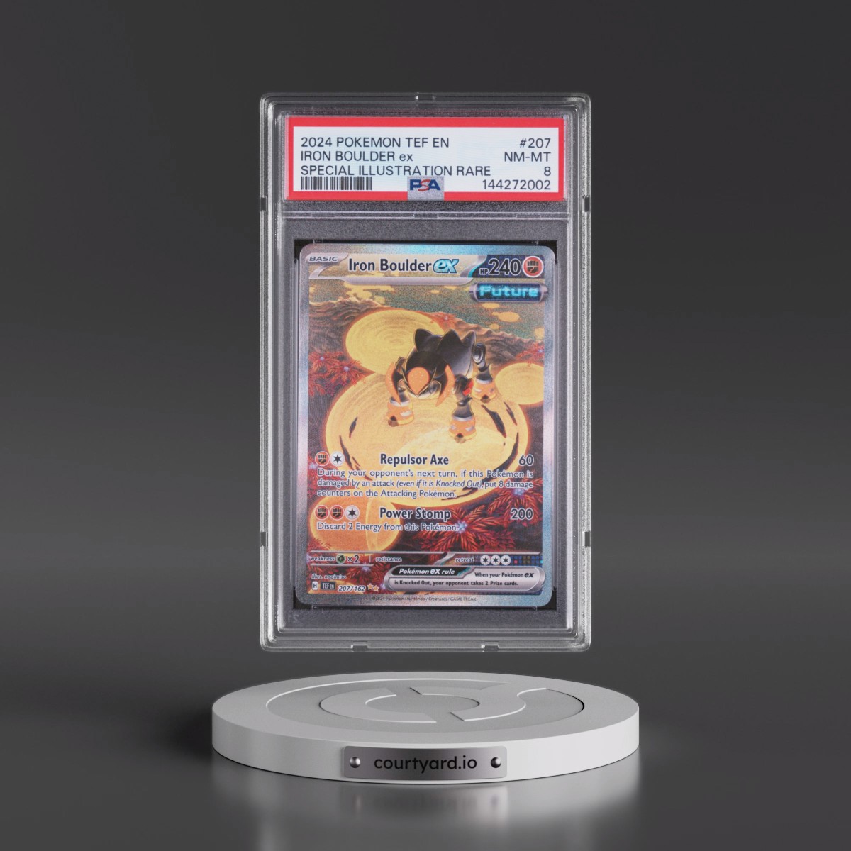 2024 Pokémon Tef EN-Temporal Forces #207 Iron Boulder EX - Holo Special Illustration Rare (PSA 8 NM-MT)