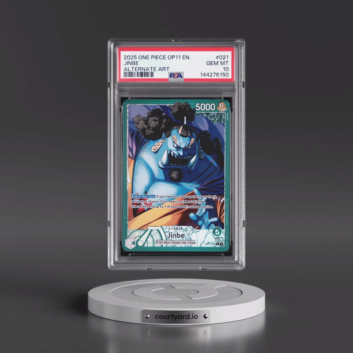 2025 One Piece OP11-A Fist of Divine Speed #021 Jinbe - Alternate Art (PSA 10 GEM MINT)