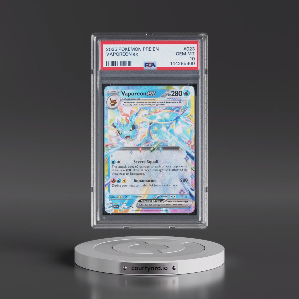 2025 Pokémon Pre EN-Prismatic Evolutions #023 Vaporeon EX - Holo (PSA 10 GEM MINT)