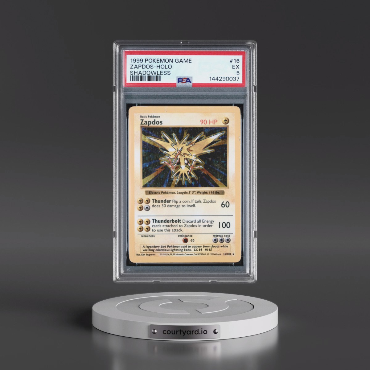1999 Pokémon Game #16 Zapdos - Holo Shadowless (PSA 5 EX)