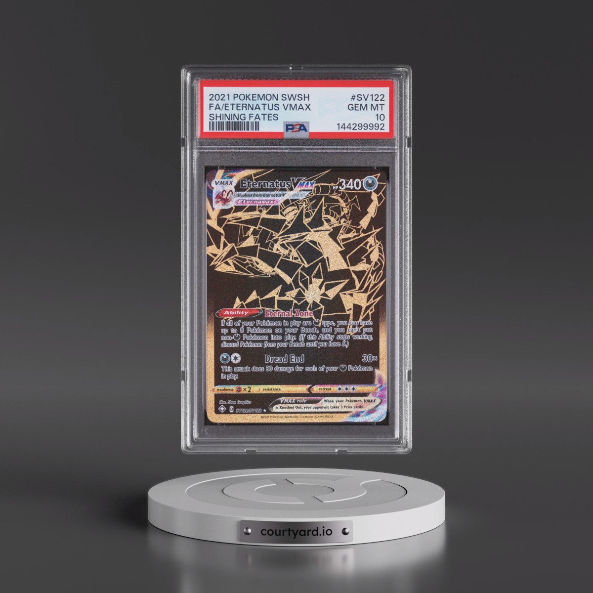 2021 Pokémon Sword & Shield Shining Fates #SV122 Eternatus Vmax - Full Art (PSA 10 GEM MINT)