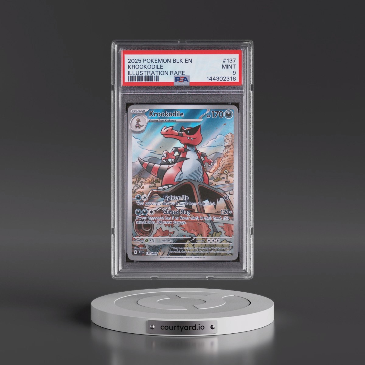 2025 Pokémon Blk EN-Black Bolt #137 Krookodile - Illustration Rare (PSA 9 MINT)