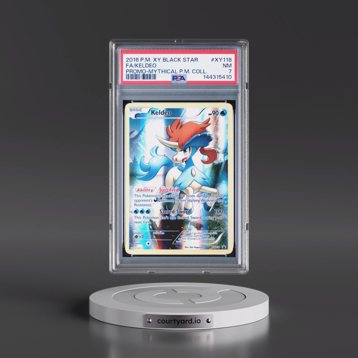 2016 Pokémon XY Black Star Promo #XY118 Keldeo - Full Art Mythical Pokemon Collection (PSA 7 NM)