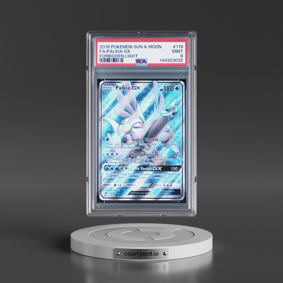 2018 Pokémon Sun & Moon Forbidden Light #119 Palkia GX - Holo Full Art (PSA 9 MINT)