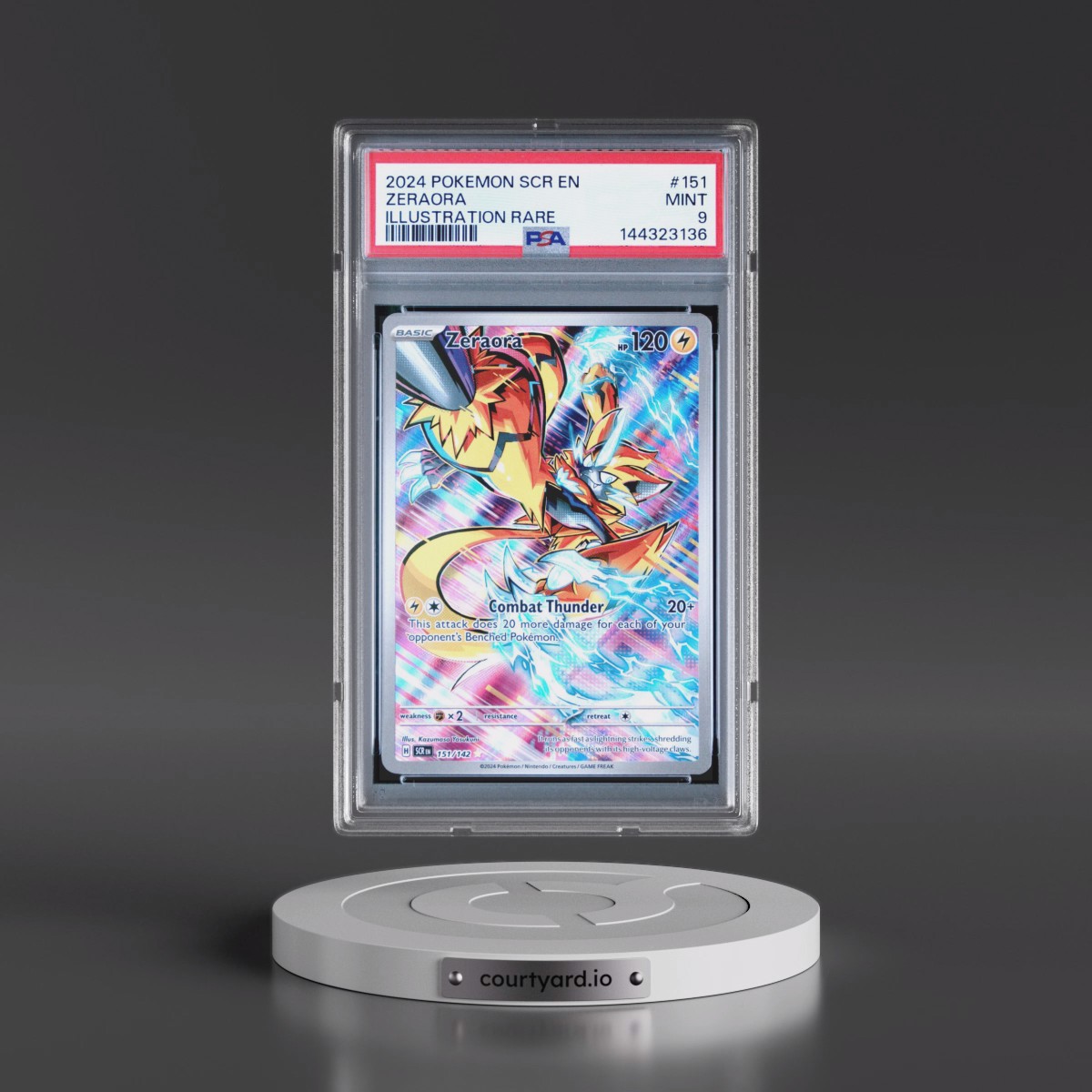 2024 Pokémon Scr EN-Stellar Crown #151 Zeraora - Illustration Rare (PSA 9 MINT)