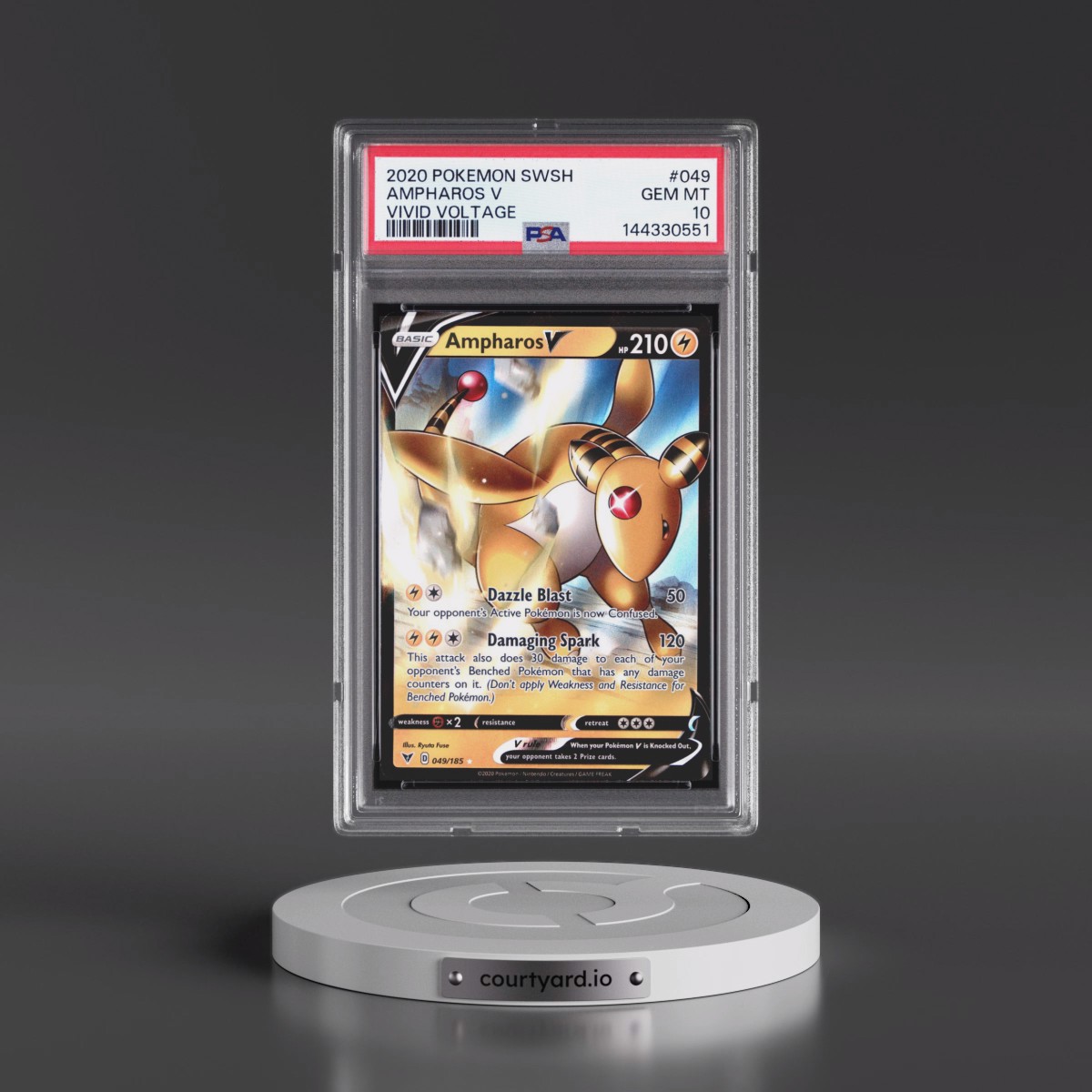2020 Pokémon Sword & Shield Vivid Voltage #049 Ampharos V - Holo (PSA 10 GEM MINT)