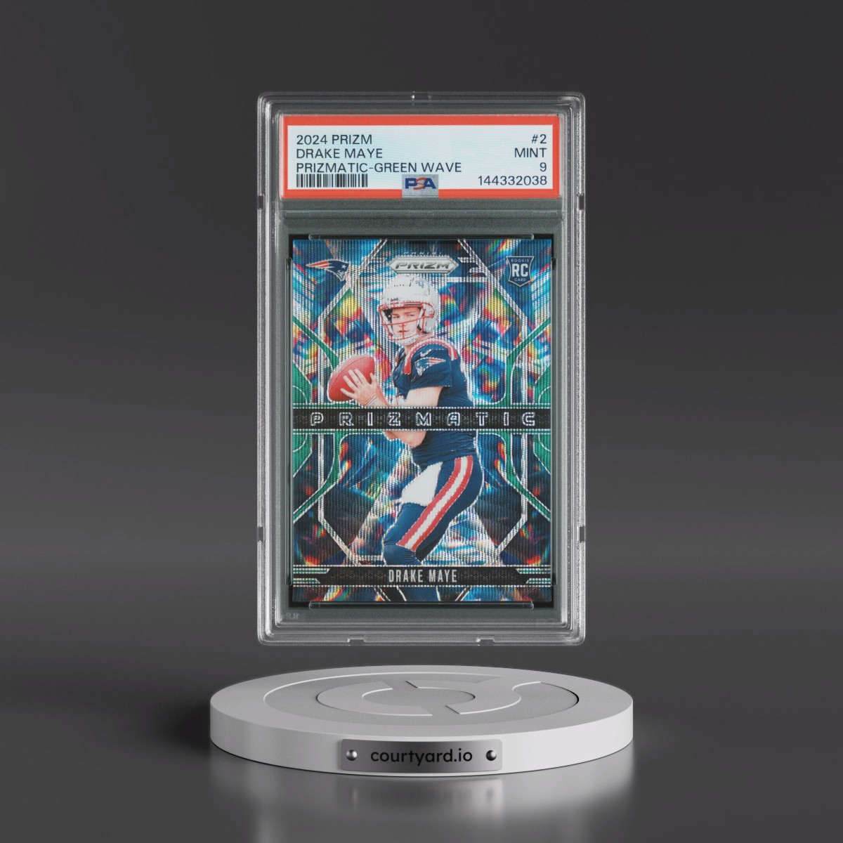 2024 Panini Prizm Prizmatic #2 Drake Maye - Green Wave (PSA 9 MINT)