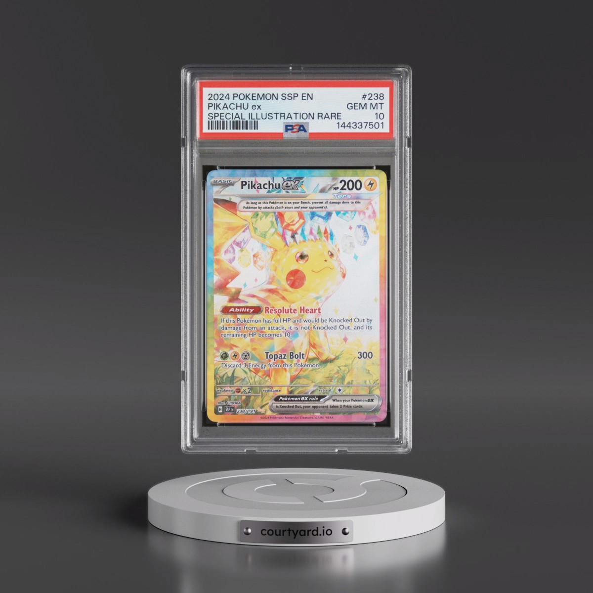 2024 Pokémon Ssp EN-Surging Sparks #238 Pikachu EX - Holo Special Illustration Rare (PSA 10 GEM MINT)