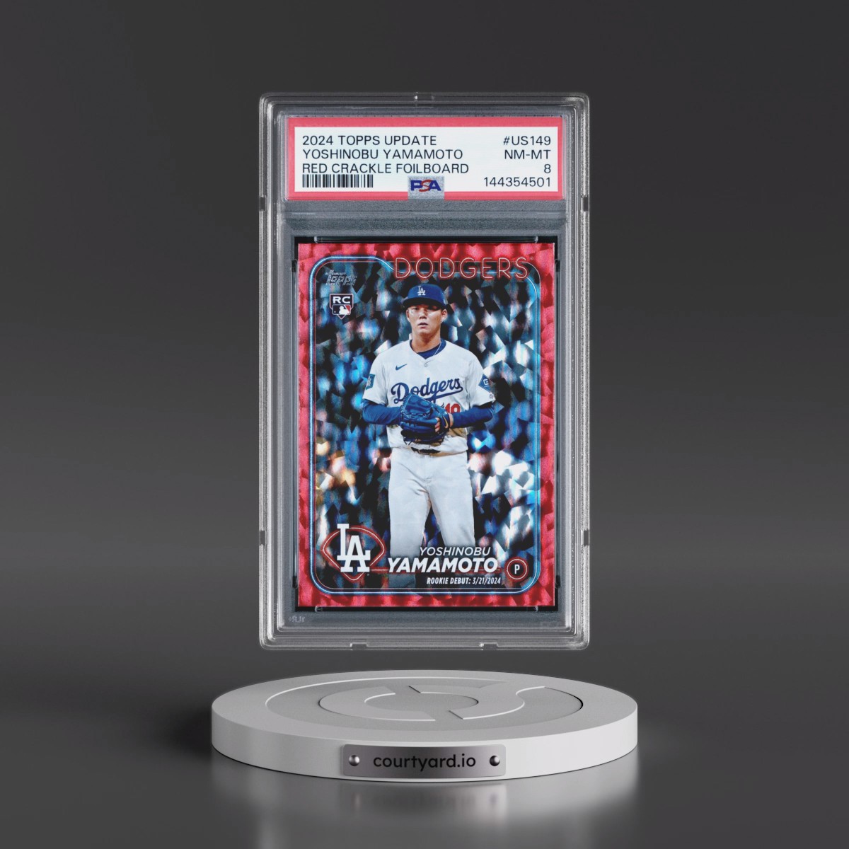 2024 Topps Update Yoshinobu Yamamoto - Red Crackle Foilboard #US149 PSA 8