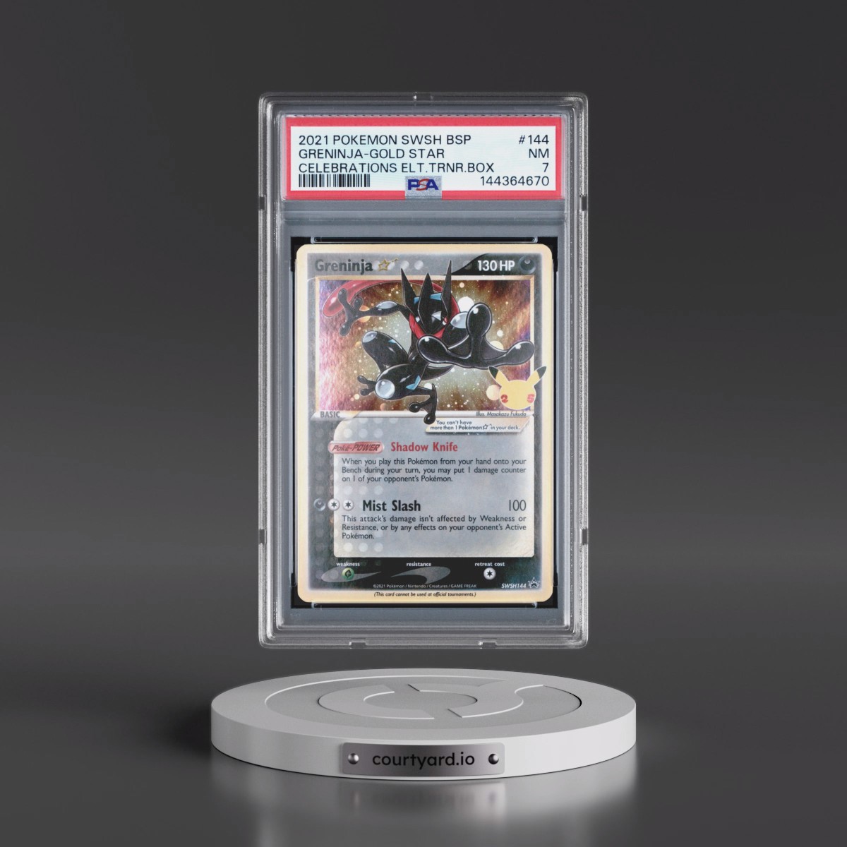 2021 Pokémon Swsh Black Star Promo #144 Greninja-Gold Star - Celebrations Elite Trainer Box (PSA 7 NM)