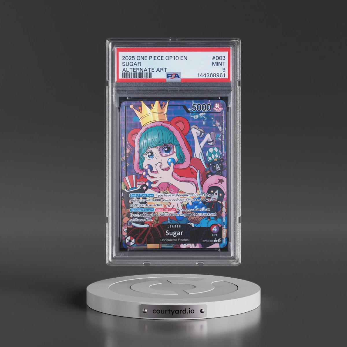 2025 One Piece OP10-Royal Blood #003 Sugar - Alternate Art (PSA 9 MINT)