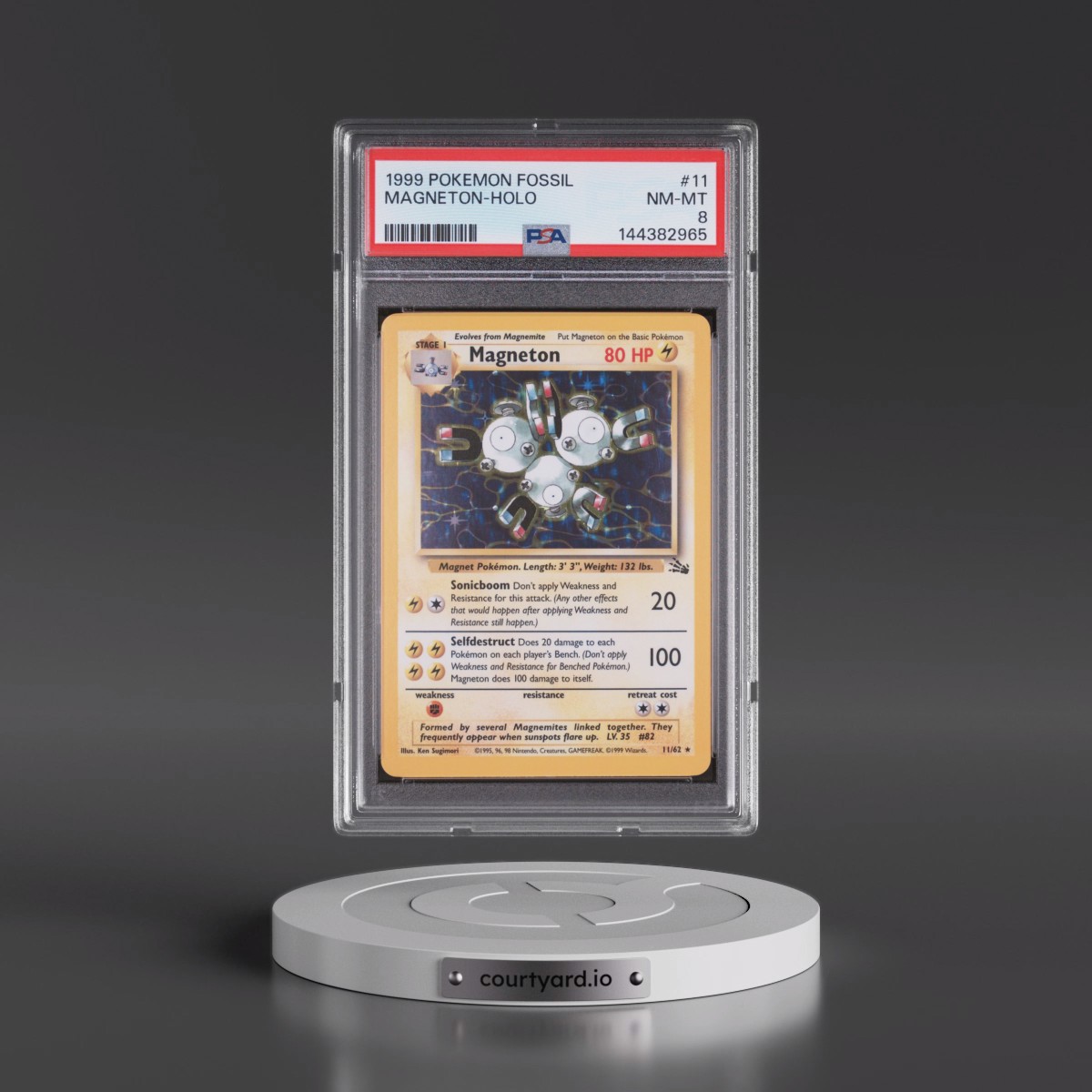 1999 Pokémon Fossil #11 Magneton - Holo (PSA 8 NM-MT)