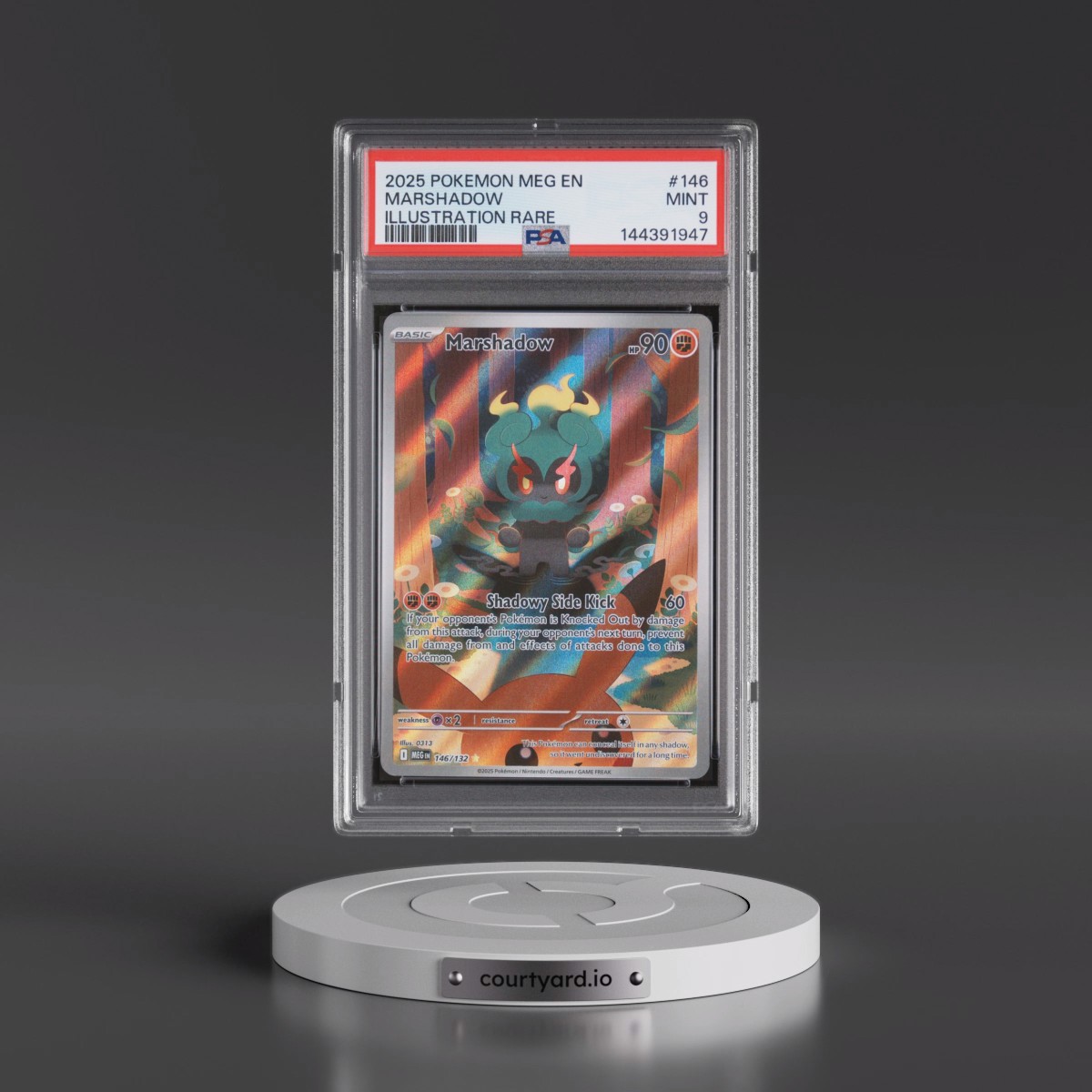 2025 Pokémon Meg EN-Mega Evolution #146 Marshadow - Illustration Rare (PSA 9 MINT)