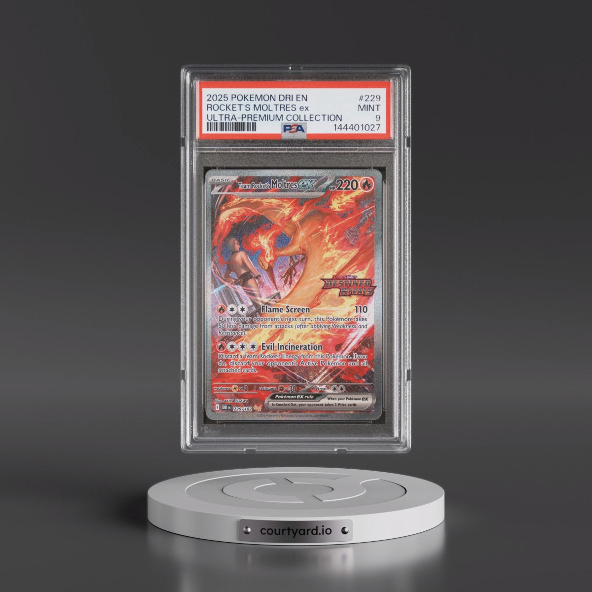 2025 Pokémon Dri EN-Destined Rivals #229 Team Rocket's Moltres EX - Holo Team Rocket's Moltres EX Ultra-Premium Collection (PSA 9 MINT)