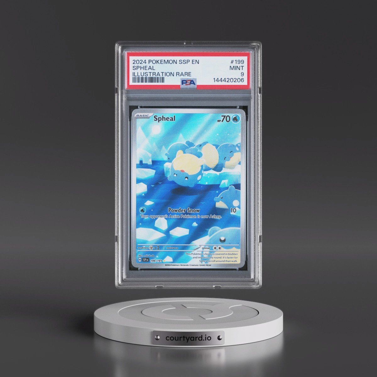 2024 Pokémon Ssp EN-Surging Sparks #199 Spheal - Illustration Rare (PSA 9 MINT)