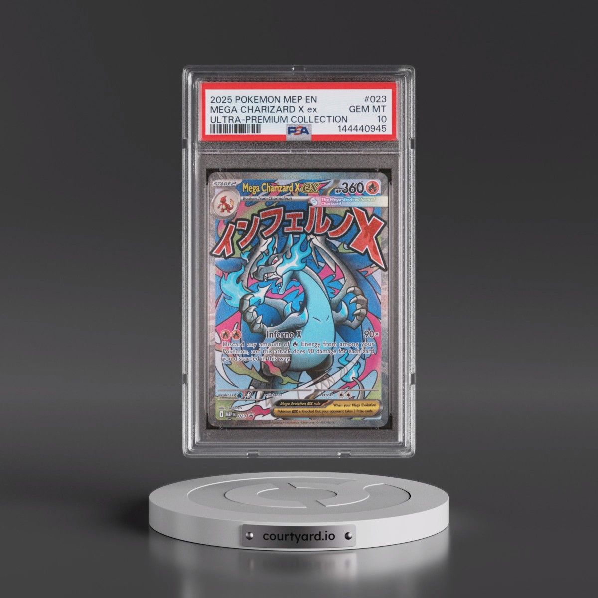 2025 Pokémon Mep EN-Me Black Star Promo #023 Mega Charizard X EX - Holo Mega Charizard X EX Ultra-Premium Collection (PSA 10 GEM MINT)