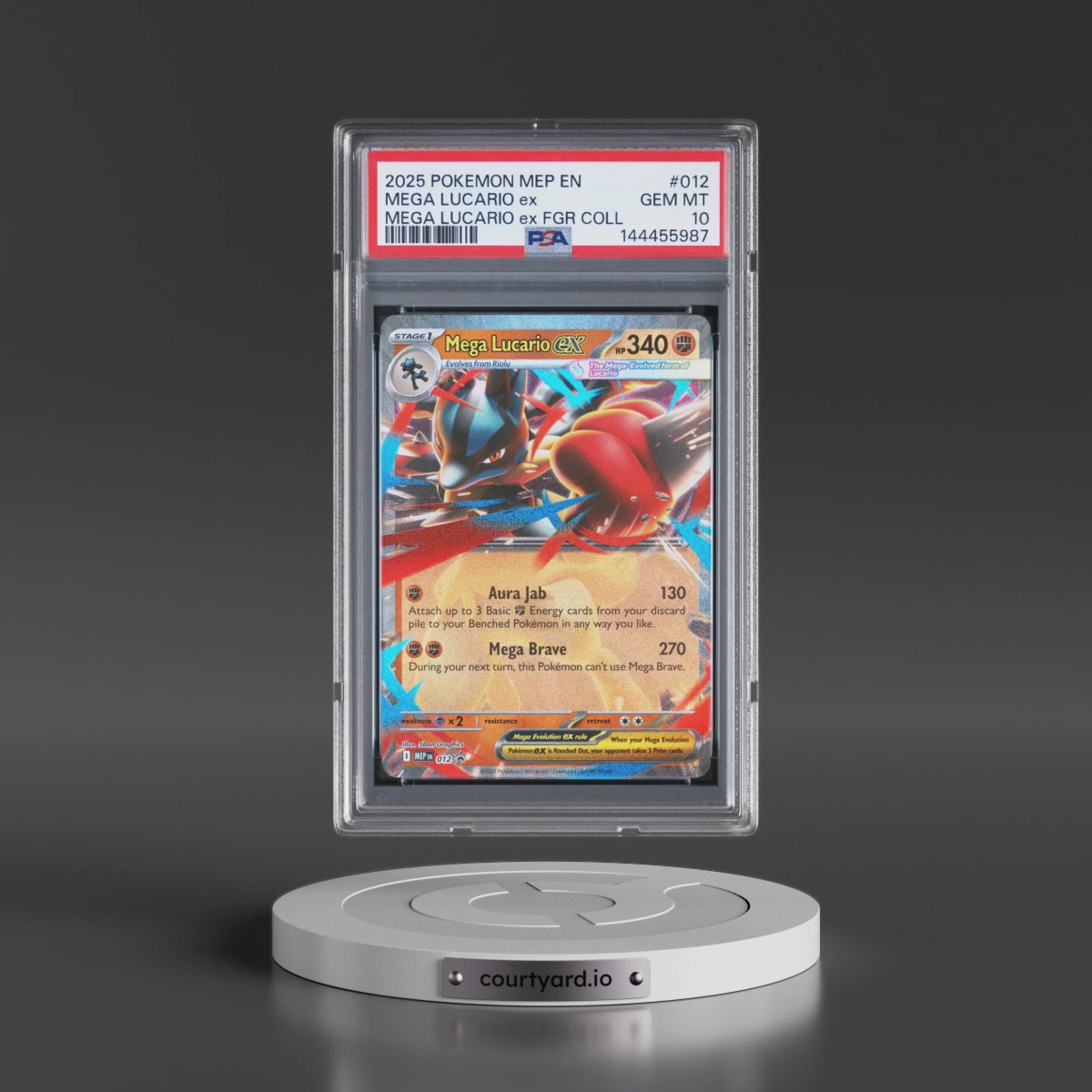2025 Pokémon Mep EN-Me Black Star Promo #012 Mega Lucario EX - Holo Mega Lucario EX Figure Collection (PSA 10 GEM MINT)