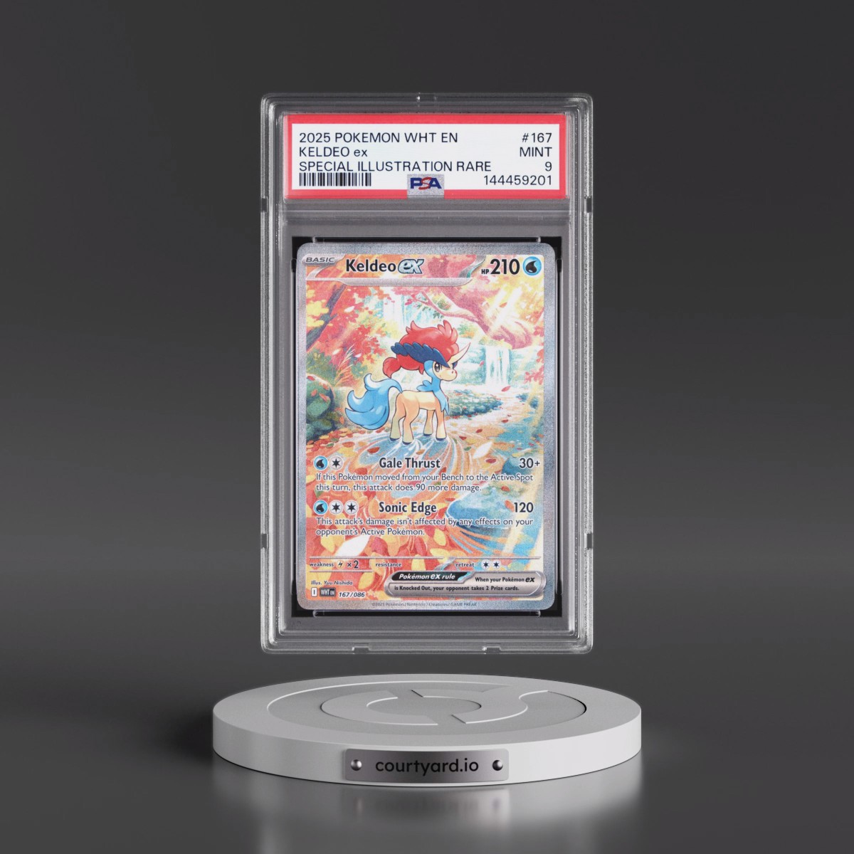 2025 Pokémon Wht EN-White Flare #167 Keldeo EX - Holo Special Illustration Rare (PSA 9 MINT)