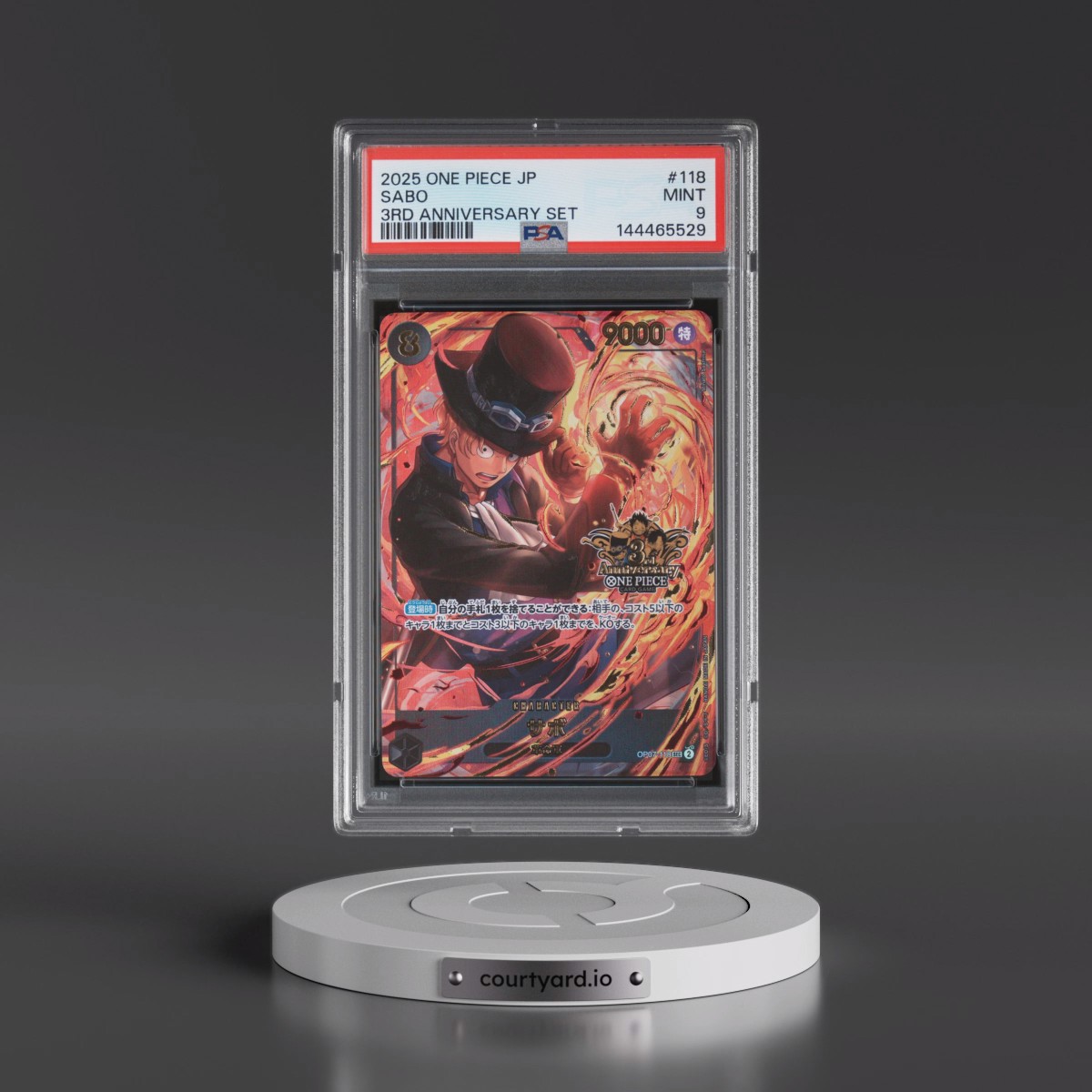 2025 One Piece Japanese 3rd Anniversary Set #118 Sabo (PSA 9 MINT)
