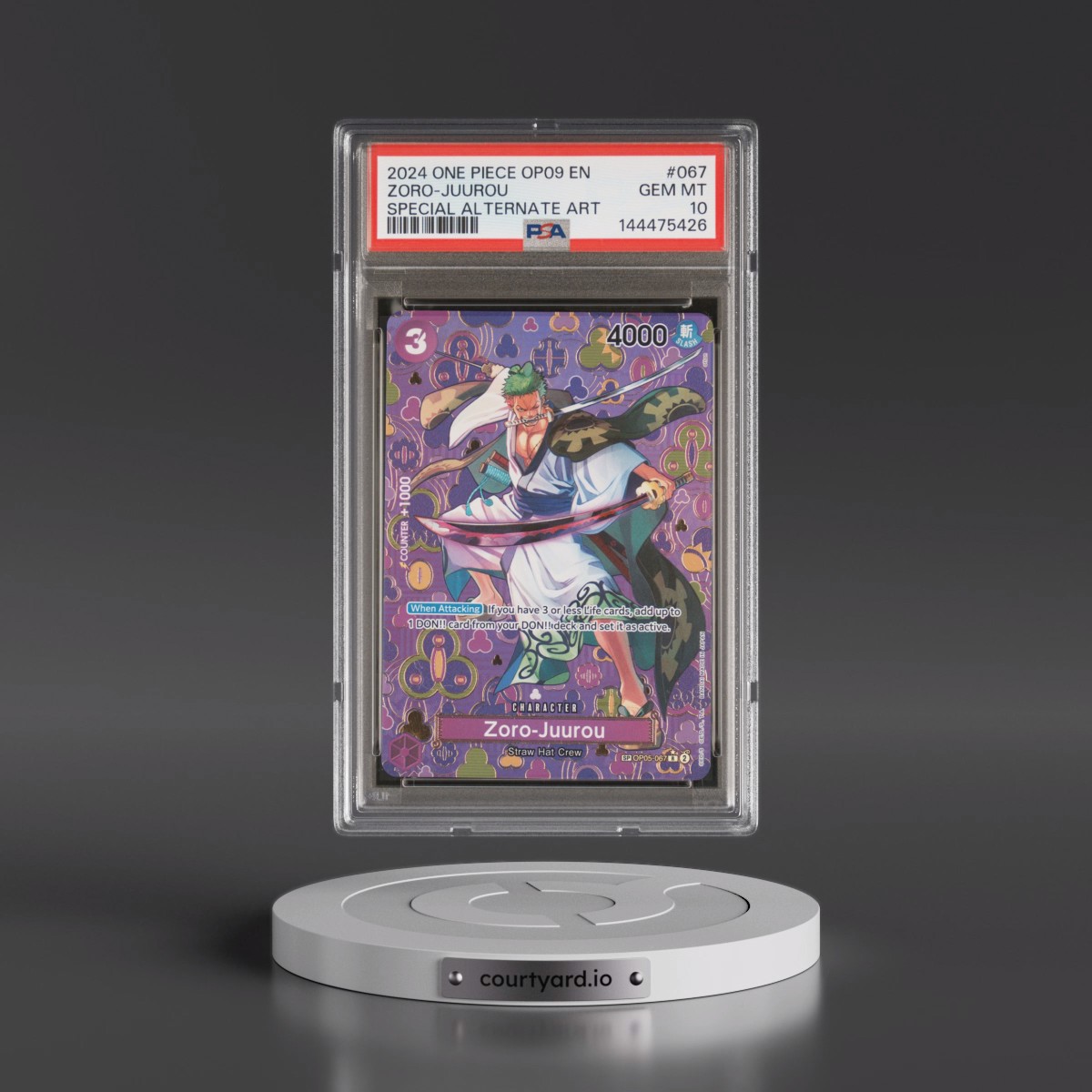 2024 One Piece OP09-Emperors in the New World #067 Zoro-Juurou - Special Alternate Art (PSA 10 GEM MINT)