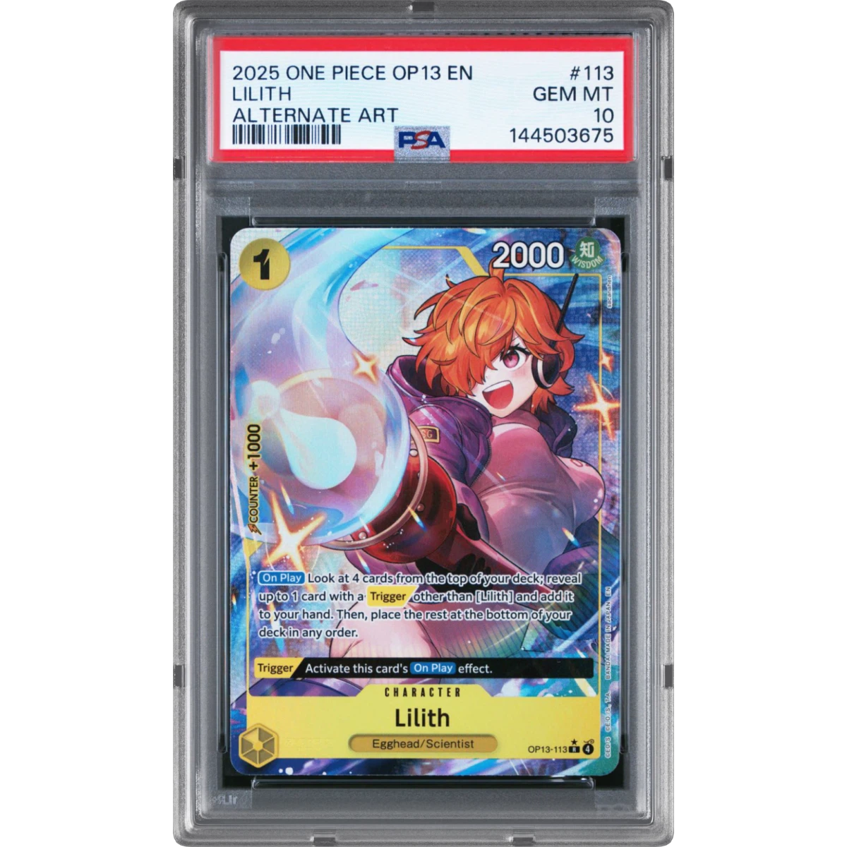 2025 One Piece OP13-Carrying on His Will #113 Lilith - Alternate Art (PSA 10 GEM MINT)