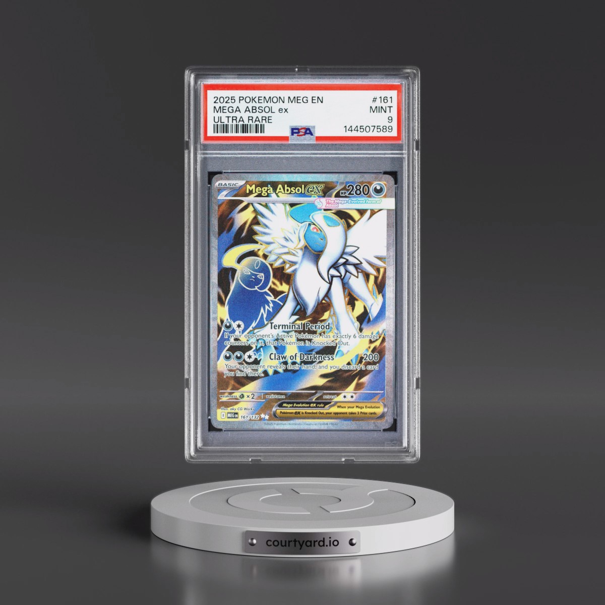 2025 Pokémon Meg EN-Mega Evolution #161 Mega Absol EX - Holo Ultra Rare (PSA 9 MINT)