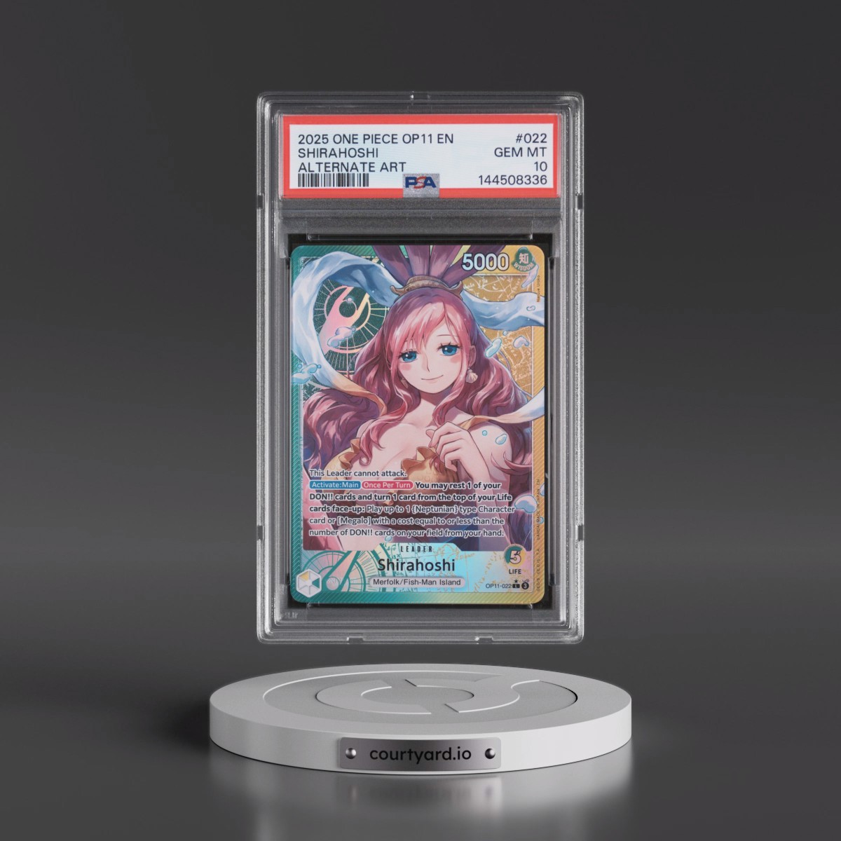 2025 One Piece OP11-A Fist of Divine Speed #022 Shirahoshi - Alternate Art (PSA 10 GEM MINT)