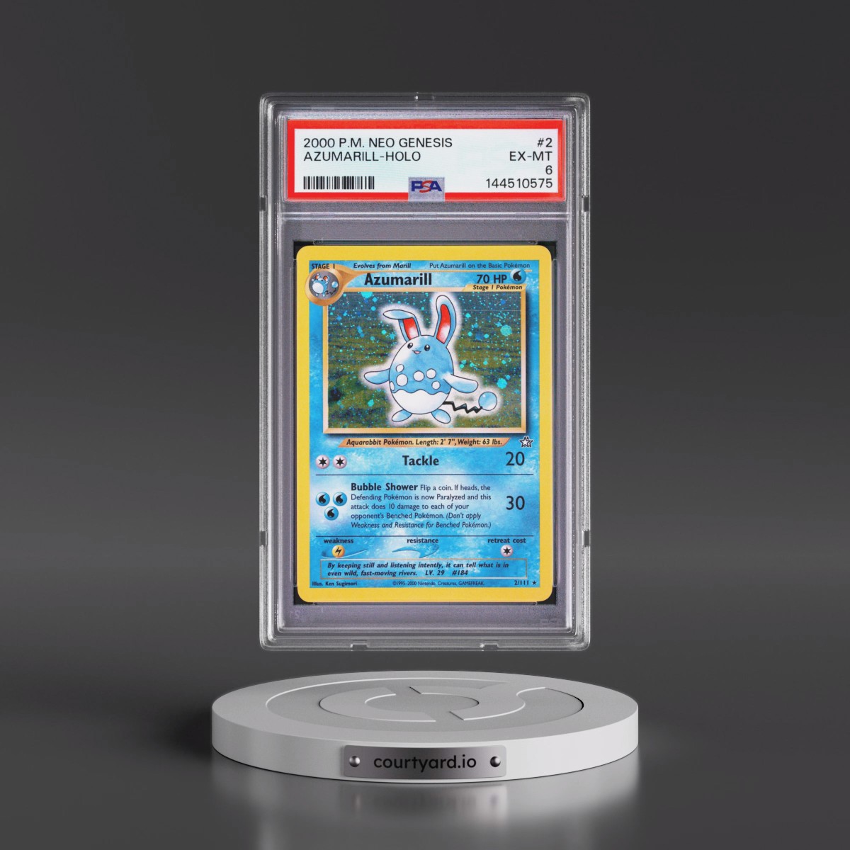 2000 Pokémon Neo Genesis #2 Azumarill - Holo (PSA 6 EX-MT)