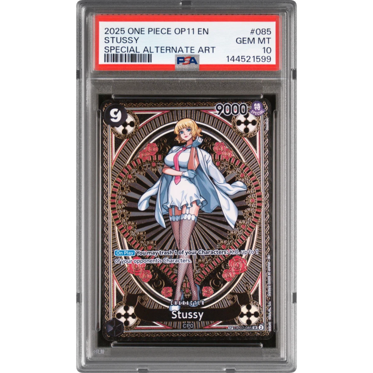 2025 One Piece OP11-A Fist of Divine Speed #085 Stussy - Special Alternate Art (PSA 10 GEM MINT)