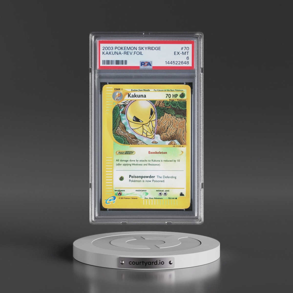 2003 Pokémon Skyridge #70 Kakuna - Reverse Foil (PSA 6 EX-MT)