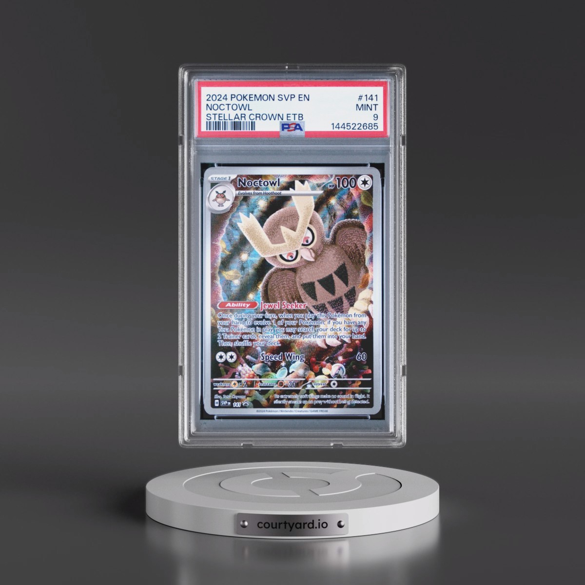 2024 Pokémon Svp EN-SV Black Star Promo #141 Noctowl - Stellar Crown Elite Trainer Box (PSA 9 MINT)