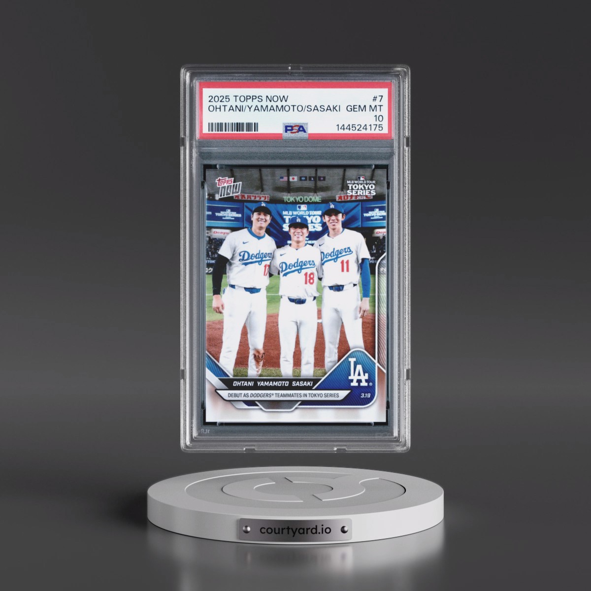 2025 Topps Now #7 Roki Sasaki/Shohei Ohtani/Yoshinobu Yamamoto (PSA 10 GEM MINT)